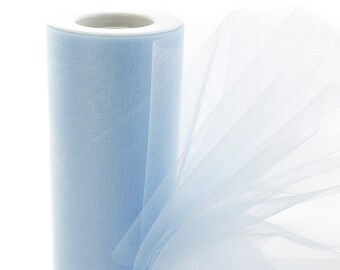 Tulle chatoyant haut de gamme, bleu pâle, 15 cm (6 po.) - Longueur au choix