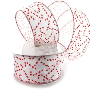 2 1/2&quot; Wired Ribbon Christmas Red Candy Canes - Choose Length