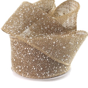 Ruban en toile de jute naturelle floquée de 4 pouces de large, tissage lâche, rustique, ferme, porte, base de couronne, mariage, automne, Noël, hiver