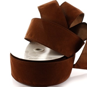 Ruban métallique velours daim marron camel automne mariage hiver rustique vacances 1,5" ou 2,5" largeur #9 #40