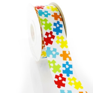 1.5 "Autism Awareness Puzzle Grosgrain Ribbon - Elija la longitud
