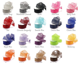 Wired Burlap Ribbon 2.5 inch Rustic Country Farmhouse Solid Colors #40 Door Wreath Holiday Wedding Bouquet