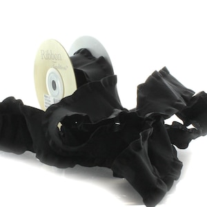 1,5 ""Schwarzes Satin-Doppel-Rüschenband Wählen Sie 3 oder 25 Meter