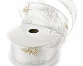2 1 2 quot Glitter Christmas Trees Silver Gold Wired Ribbon - Choose Length