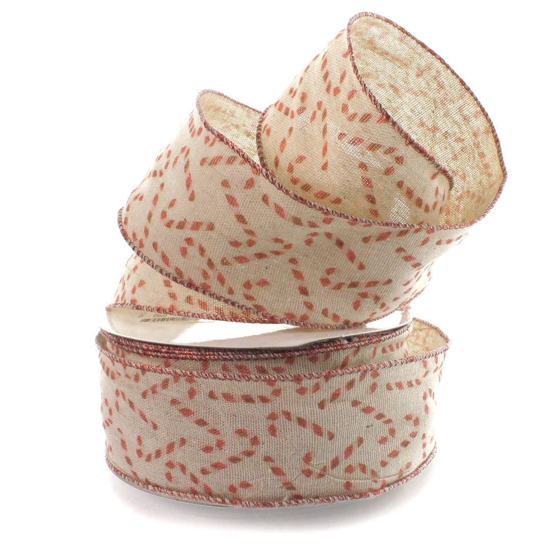 Melrose International Candy Cane Print Wired Ribbon (Set of 2) main image 0