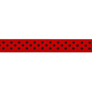 Cinta de grosgrain de punto suizo rojo/negro de 3/8 de pulgada: elija la longitud