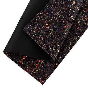 Chunky Glitter Fabric Sheets Black Iridescent Galaxy