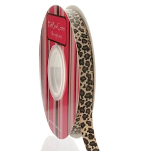 3/8 inch Tan Leopard Grosgrain Ribbon - Choose Length