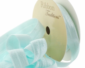 5/8" Fold Over Elastic (FOE) Ribbon Pale Blue - Choose Length