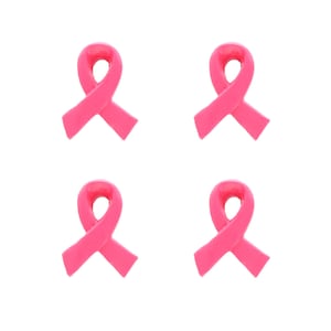 Embellissements créatifs roses en ruban de sensibilisation au cancer à dos plat (4 pcs)