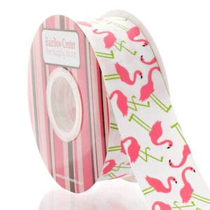 1.5 inch Flamingo Grosgrain Ribbon Choose Length