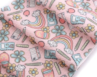 Pastel Back to School Liverpool Bullet Stretch Fabric by the Yard or 6" Strips