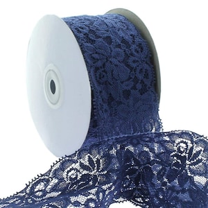 2,25 "Marineblau Elastische Stretch Spitze Breite Trimmen Länge wählen