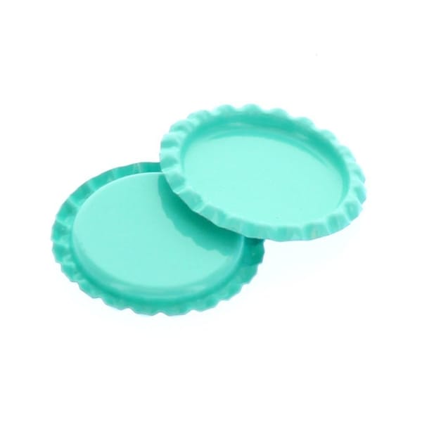 Flattened Aqua Bottle Caps - Choose Quantity