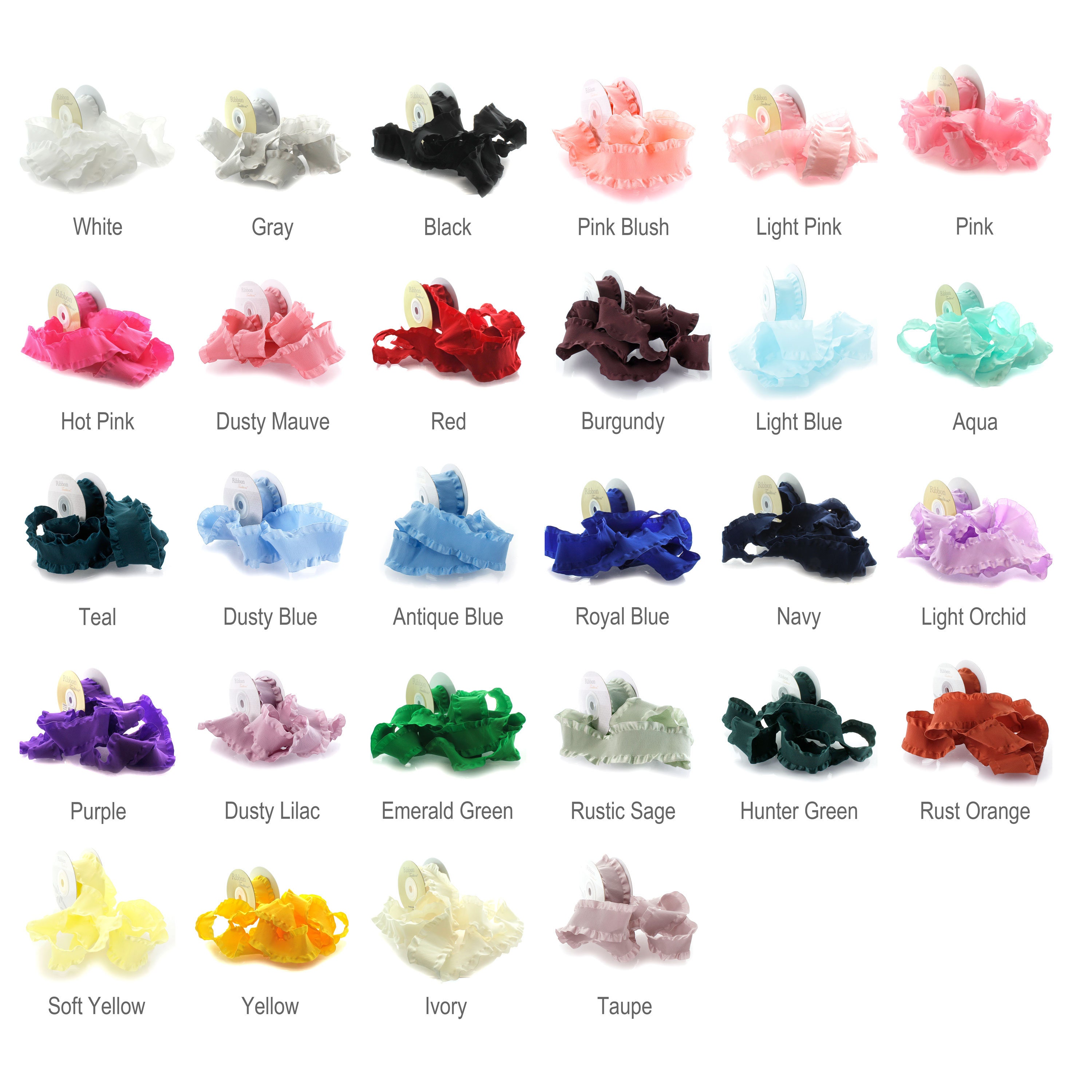 White Ruffle Ribbon Wide 1.5