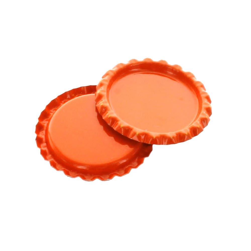 Flattened Orange Bottle Caps - Choose Quantity