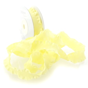 7/8&quot; Soft Yellow Satin Double Ruffle Ribbon Choose 3 or 25 yards