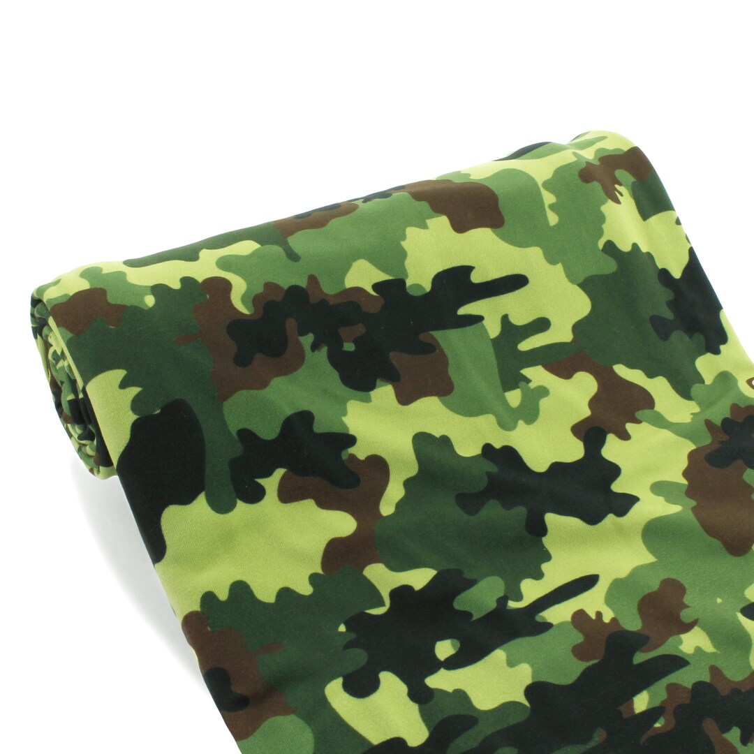 Green Camo DBP 4-way Stretch Fabric Double Brushed Polyester by the 1/2 ...