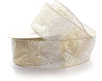 Glitzerndes Drahtband Organza – 6,3 Cm Breit, 2 M Lang, Mit Metallkante, Für Weihnachtsdekoration