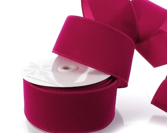 Fuchsia Pink Wired Suede Velvet Ribbon Wedding Holiday Valentines 2.5" #40 1.5" #9