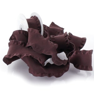 1.5&quot; Burgundy Satin Double Ruffle Ribbon Choose 3 or 25 yards