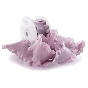 1.5&quot; Dusty Lilac Satin Double Ruffle Ribbon Choose 3 or 25 yards