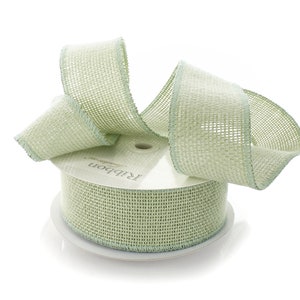 Ruban de toile de jute non câblé vert sauge clair Fleuriste #40 Couronnes de porte de 2,5 pouces Mariage rustique Noël Automne Emballage cadeau Ferme de campagne
