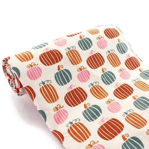 Fall Pumpkin Whimsy DBP 4-Way Stretch Fabric - Double Brushed Polyester by the 1/2 Yard or Yard
