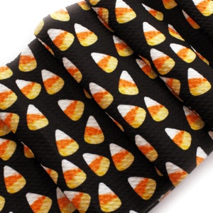 Halloween Candy Corn Liverpool Bullet Stretch Fabric by the Yard or 6 inch Strips