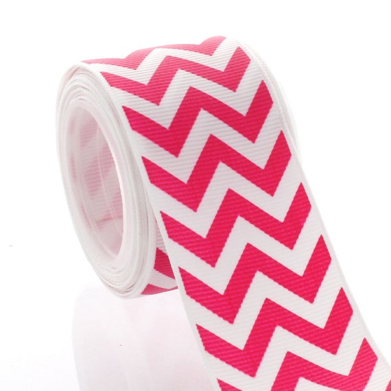 3/8 Inch Hot Pink Chevron Grosgrain Ribbon - 5 Yard Spool For Crafts & Hair Bows