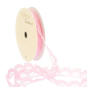3/8&quot; Light Pink Vintage Narrow Lace Ribbon Trim Choose Length