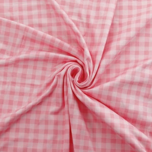 Pink Country Gingham Plaid DBP 4-Way Stretch Fabric Double Polyester brossé par la 1/2 cour ou la cour image 2