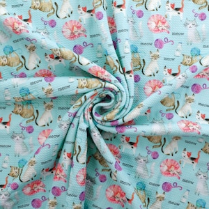 Cat Print Liverpool Bullet Stretch Fabric by the Yard or 6 inch Strips