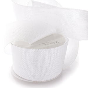Ruban en toile de jute blanc Non câblé de 4 pouces de large, tissage ample, Base de couronne de porte de ferme rustique, mariage, bébé, noël