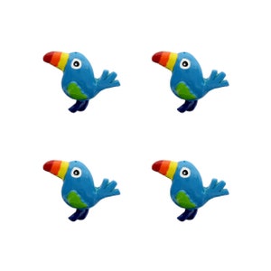Tropical Tucano Papagaio Pássaro Flatback Resina Artesanato Enfeite Deco-Resinas (4 peças)