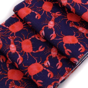 Red and Blue Nautical Lobster Liverpool Bullet Stretch Fabric by the Yard or 6 inch Strips
