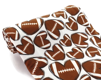 Football Hearts DBP 4-Way Stretch Fabric - Double Brushed Polyester by the 1/2 Yard or Yard