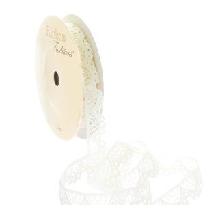 3/8 "Ivory Vintage schmales Spitzenband, Länge wählen