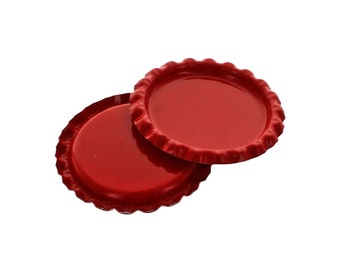 Flattened Red Bottle Caps - Choose Quantity