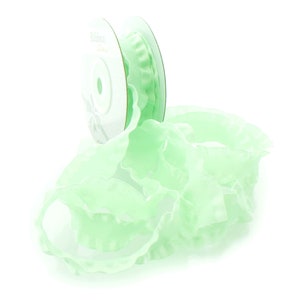 7/8 &quot;weiches mintgrünes Satin-Doppel-Rüschenband, wählen Sie 3 oder 25 Meter
