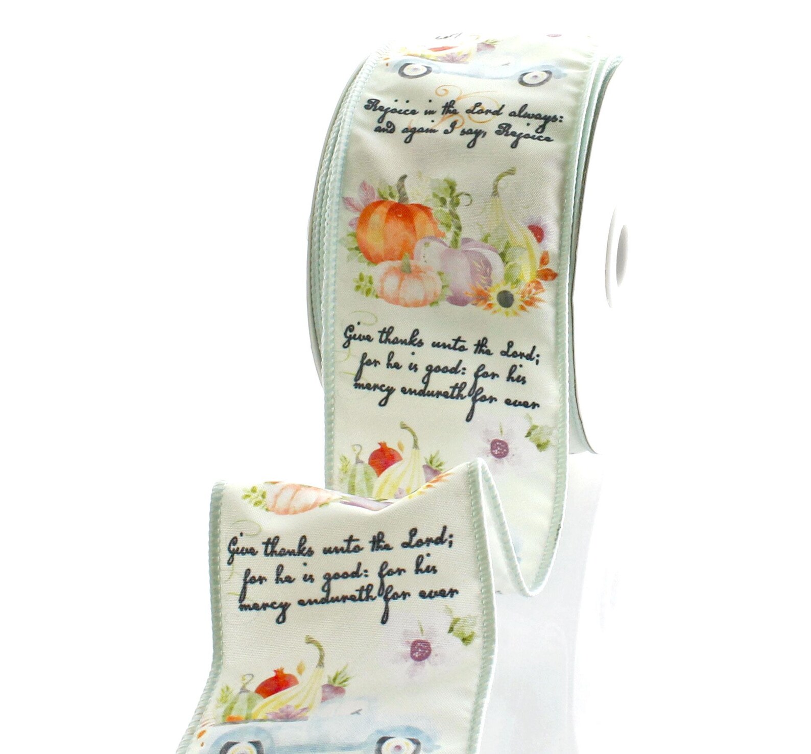 Scripture Verse Ribbon Christian Bible Scripture Verse Thanksgiving Harvest Fall Wired Ribbon ...