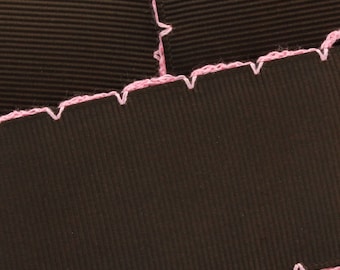 Brown with Pink Moonstitch Scallop Grosgrain Ribbon Choose Width and Length