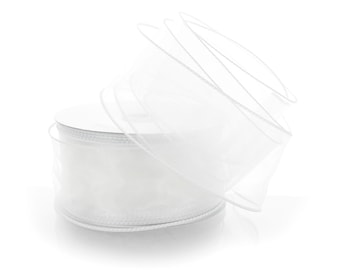 White Wired Sheer Organza Florist Ribbon Wedding Christmas Winter Holiday Baptism Floral Bouquet #9 #40