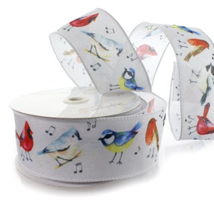 Ruban filaire 2 1/2" Winter Songbirds Cardinal Bluebird - Choisissez la longueur