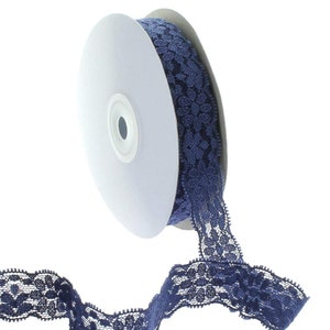 7/8 ""Marineblau Elastische Stretch Spitzenbesatz Länge wählen."