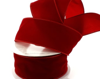 QIANF Vintage Red Velvet Ribbon 1 Inch X 25Yd QIANF Vintage Red Velvet Ribbon 1 Inch X 25Yd
