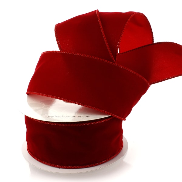 Red Wired Suede Velvet Ribbon Christmas Valentines Holiday Winter Wedding 2.5" #40 1.5" #9