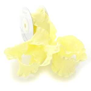 1.5&quot; Soft Yellow Satin Double Ruffle Ribbon Choose 3 or 25 yards