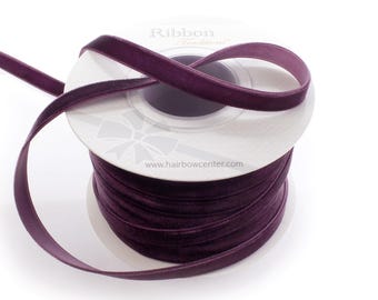Rustic Plum Velvet Ribbon Choose Width and Length