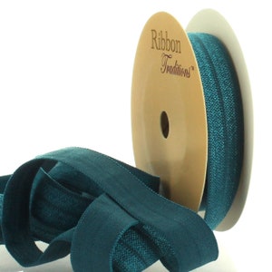 5/8&quot; Fold Over Elastic (FOE) Ribbon 347 Teal -  Choose Length
